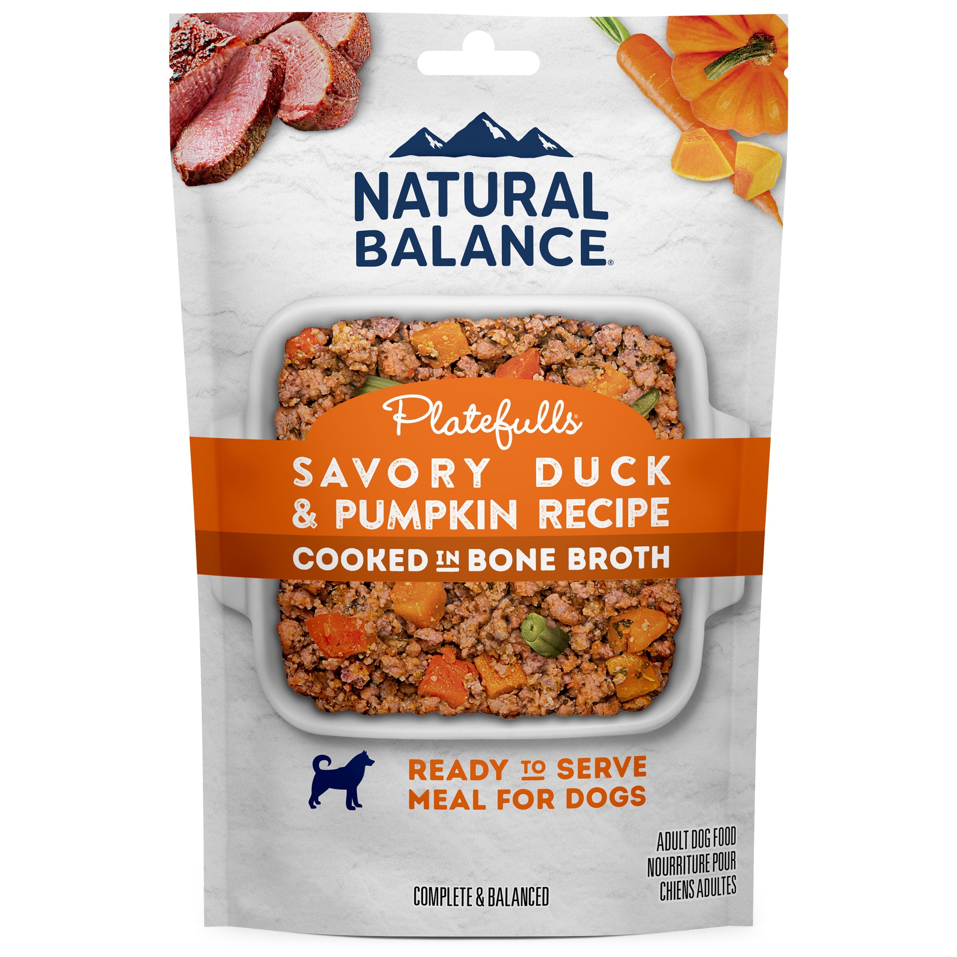 Natural Balance Pet Foods Original Ultra Platefulls Wet Dog Food Pouch Savory Duck & Pumpkin Recipe 12ea/9 oz 723633975452