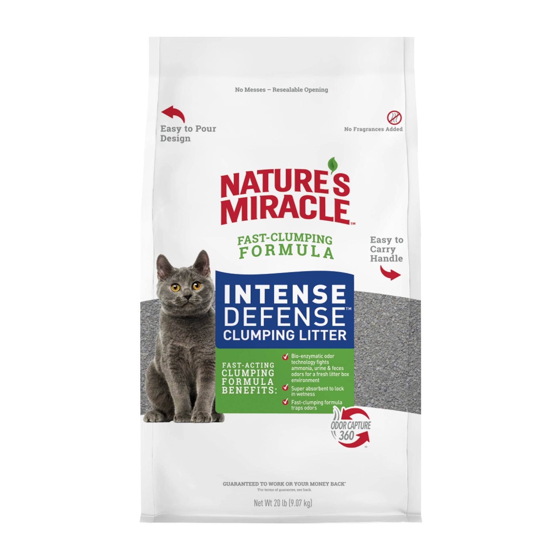 Nature's Miracle Intense Defense Clumping Cat Litter Bag 20 lb 018065284099