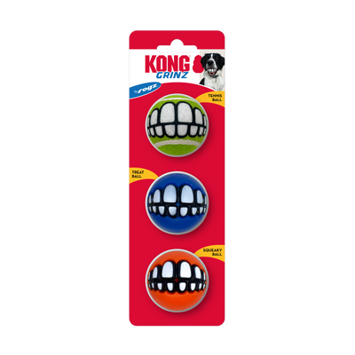 KONG Grinz by Rogz Variety Ball Dog Toys Small, 3 pk 035585492063