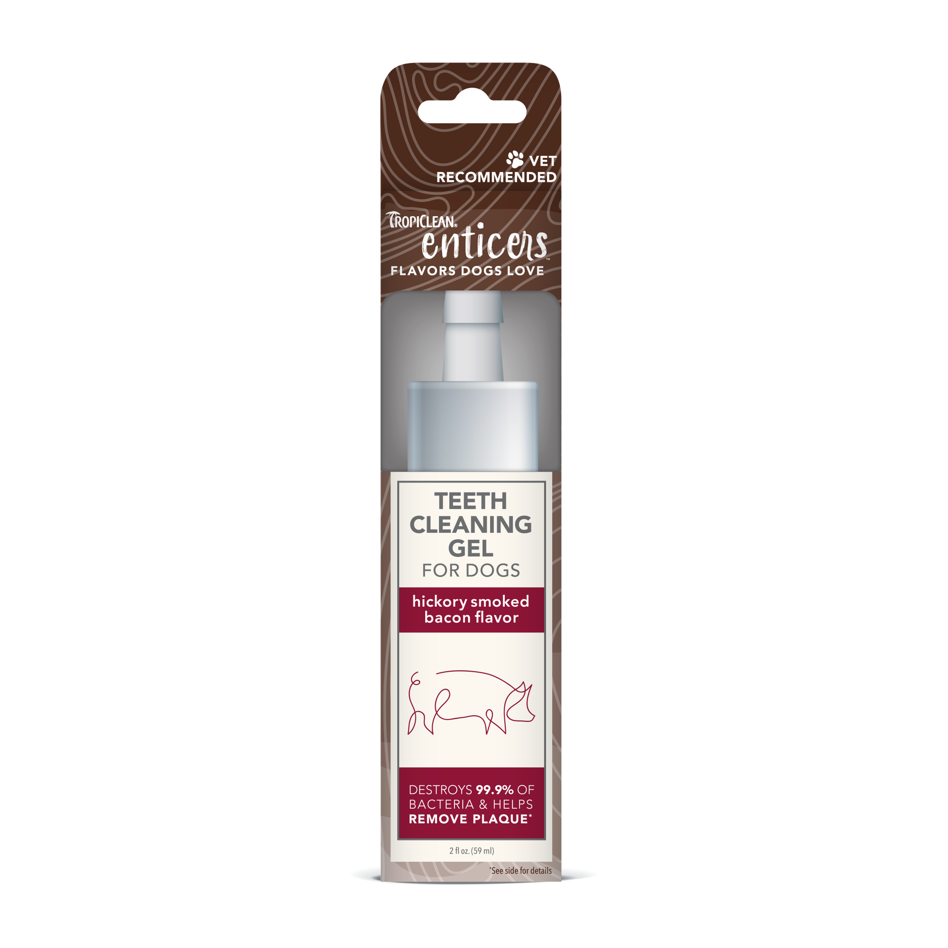 TropiClean Enticers Teeth Cleaning Gel for Dogs Hickory Smoked Bacon 2 oz 645095004481