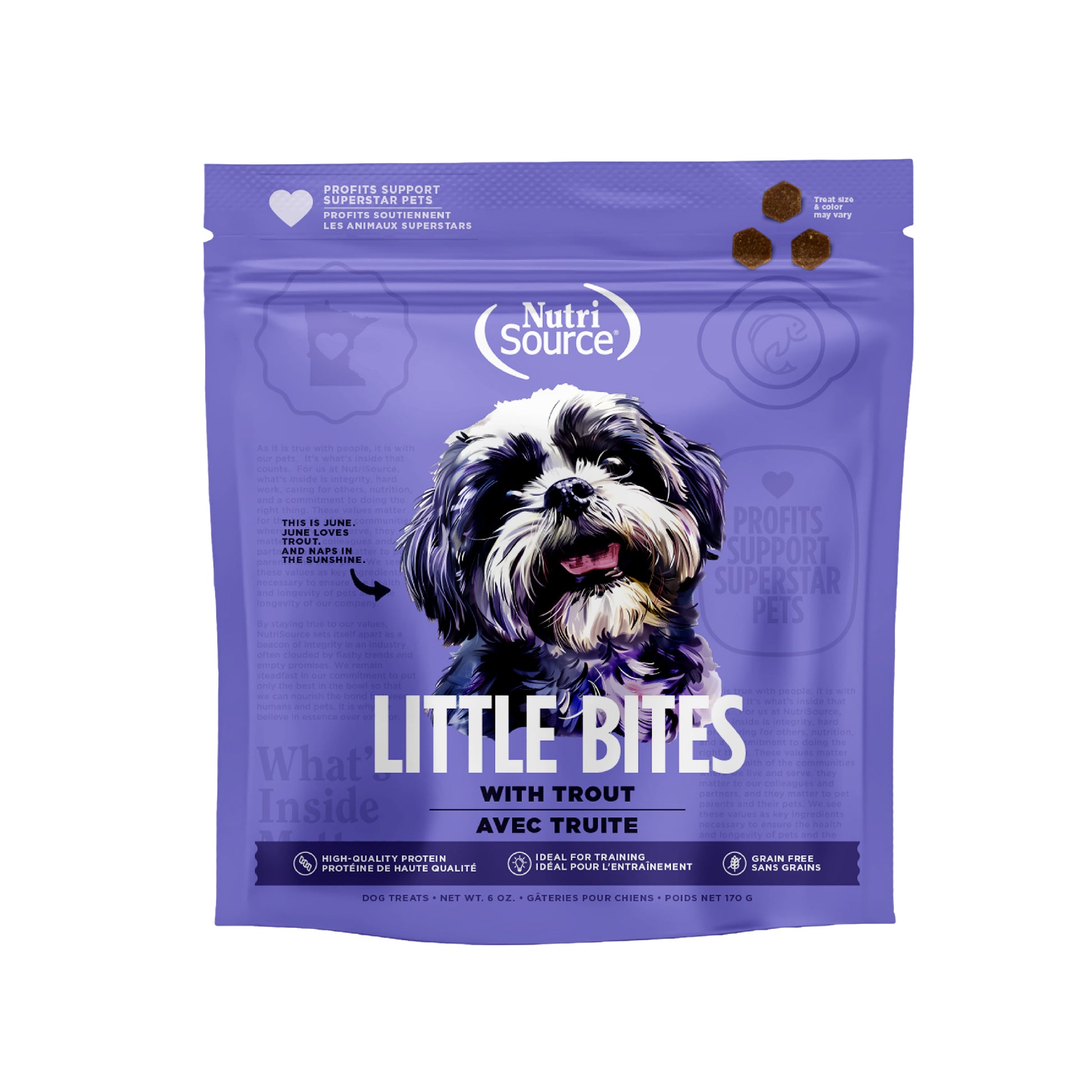 NutriSource Little Bites Grain Free Dog Treats Trout 6 oz 073893800163