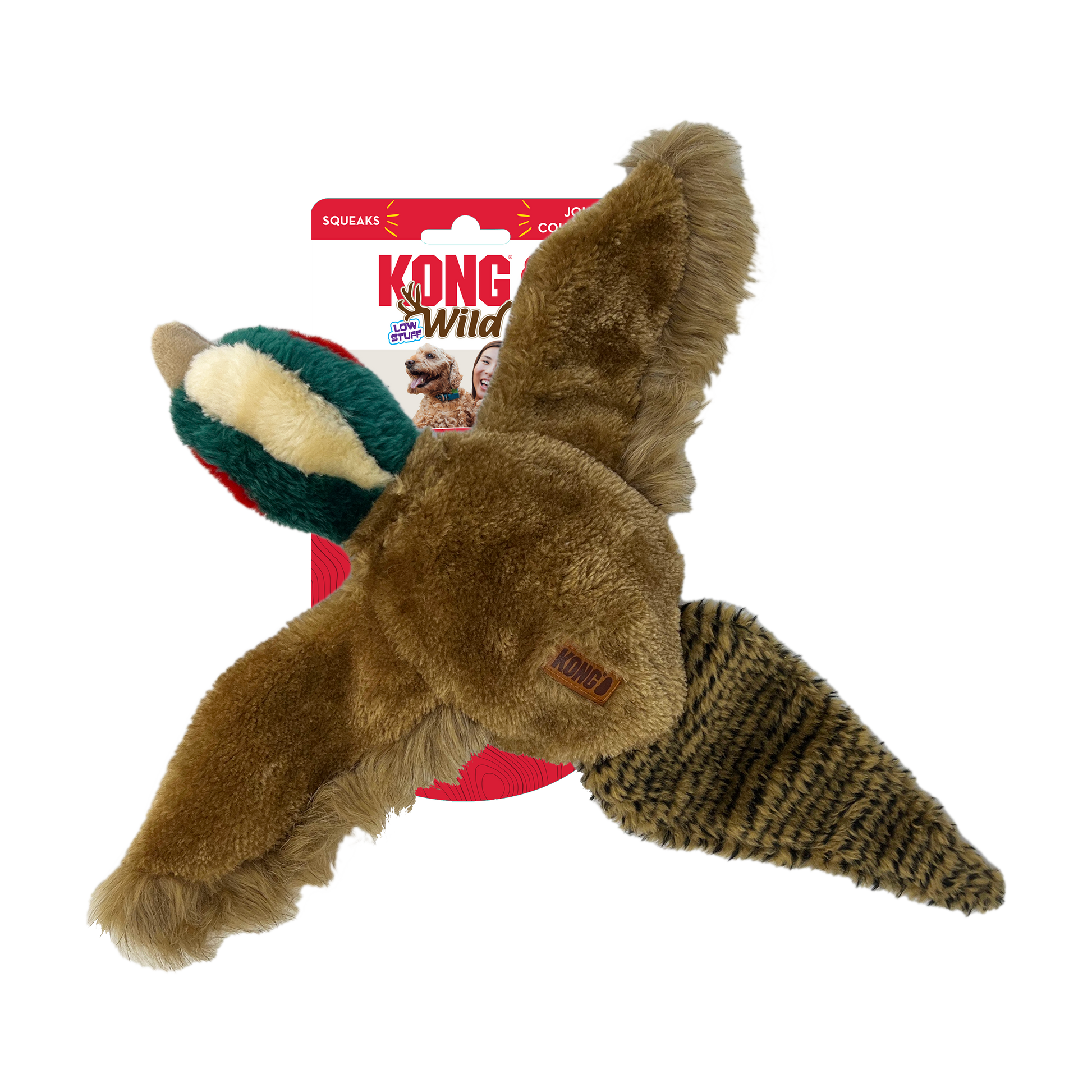 KONG Wild Low Stuff Creatures Dog Toy Pheasant Medium 035585498867