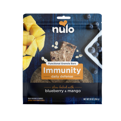 Nulo Functional Granola Bar Immunity Daily Defense Dog Treats Blueberry & Mango 10 oz 811939027941