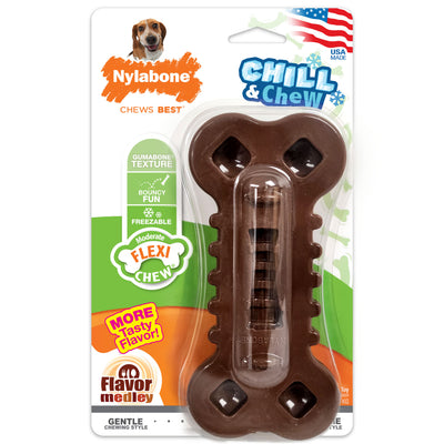 Nylabone Flexi Chew Chill & Chew Toy with Treat Pockets Flavor Medley Medium/Wolf - Up To 35 Lbs. (1 ct) 018214855729