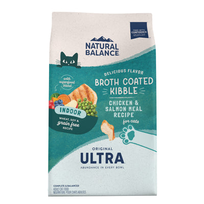 Natural Balance Pet Foods Original Ultra Broth Coated Indoor Grain Free Dry Cat Food Chicken & Salmon 6 lb 723633014878