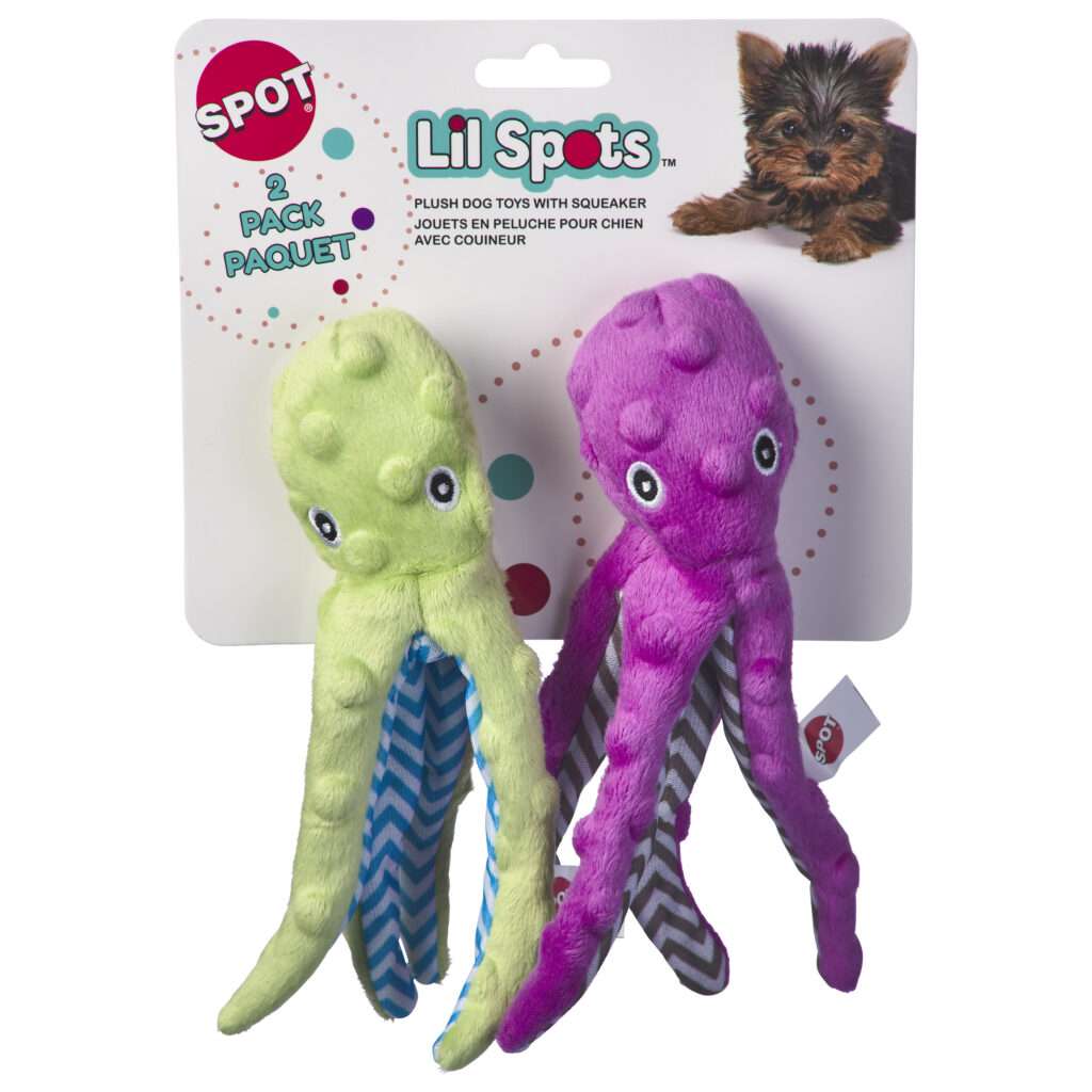 Spot Lil Spots Octopus Dog Toy Assorted Color 8 in, 2 pk 077234549476