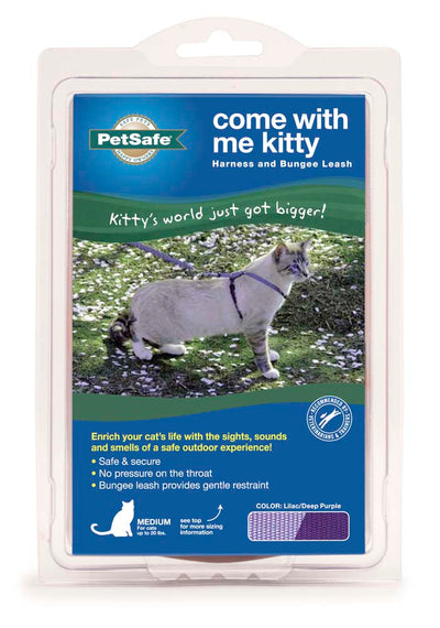 PetSafe Premier Come With Me Kitty Harness & Bungee Leash Combo Lilac/Deep Purple Medium 759023076171