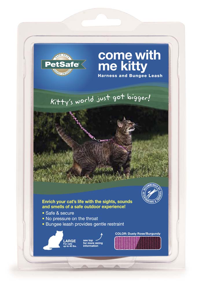 PetSafe Premier Come With Me Kitty Harness & Bungee Leash Combo Dusty Rose/Burgundy Medium 759023085333