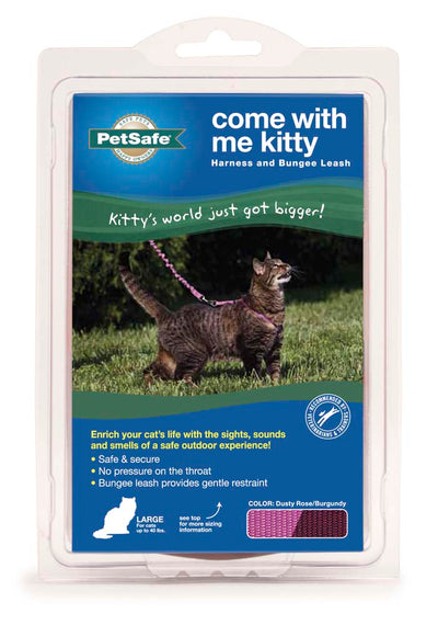 PetSafe Premier Come With Me Kitty Harness & Bungee Leash Combo Dusty Rose/Burgundy Medium 759023085333
