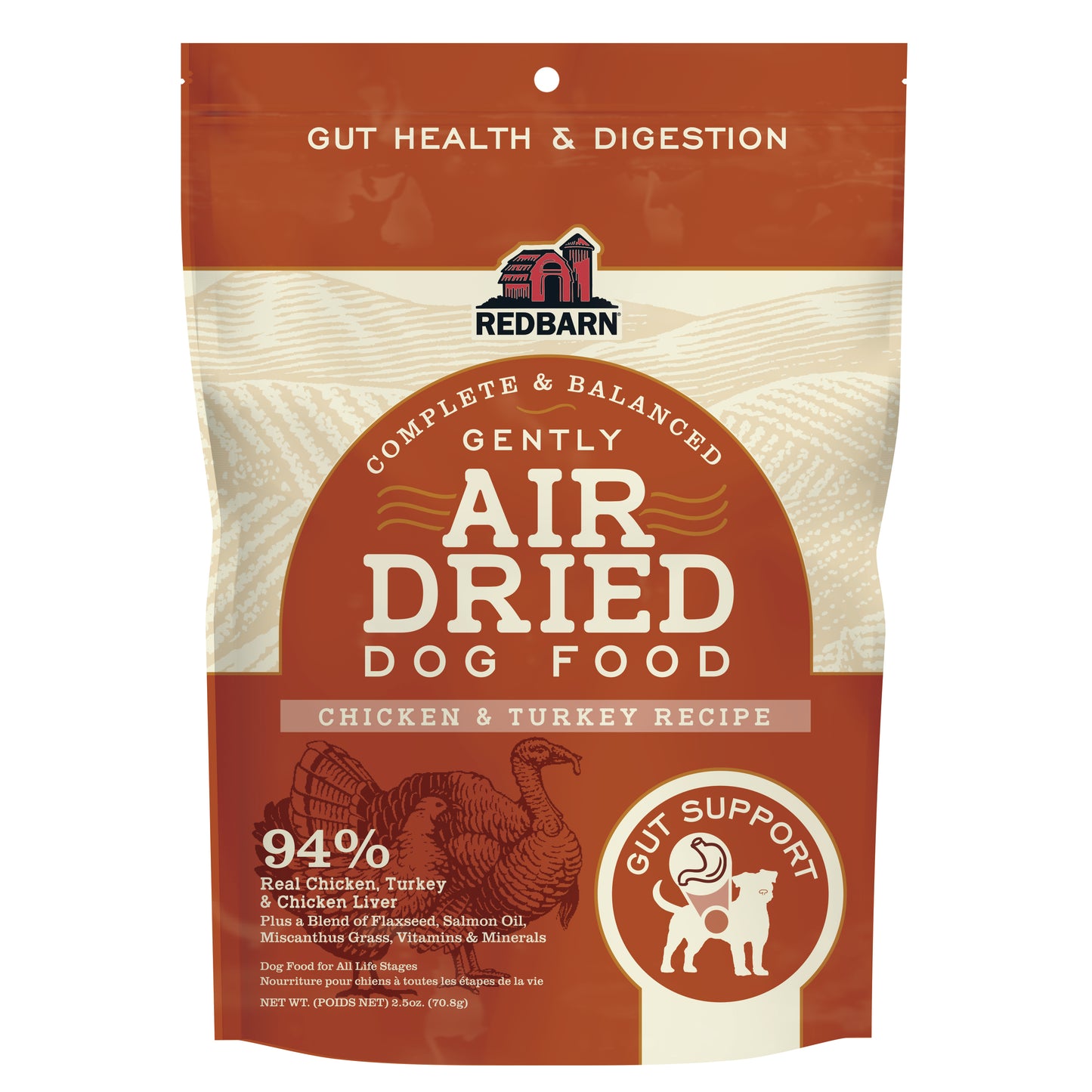 Redbarn Pet Products Air Dried Gut Support Dry Dog Food Chicken & Turkey 12ea/2.5 oz 785184120569