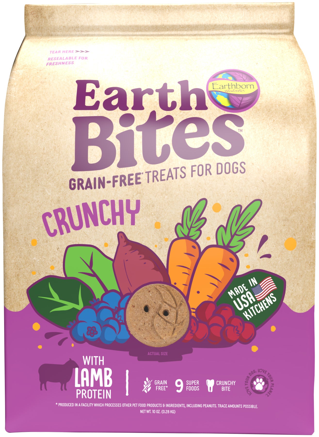 Earthborn Holistic EarthBites Crunchy Dog Treats Lamb & Pumpkin 10 oz 034846723649