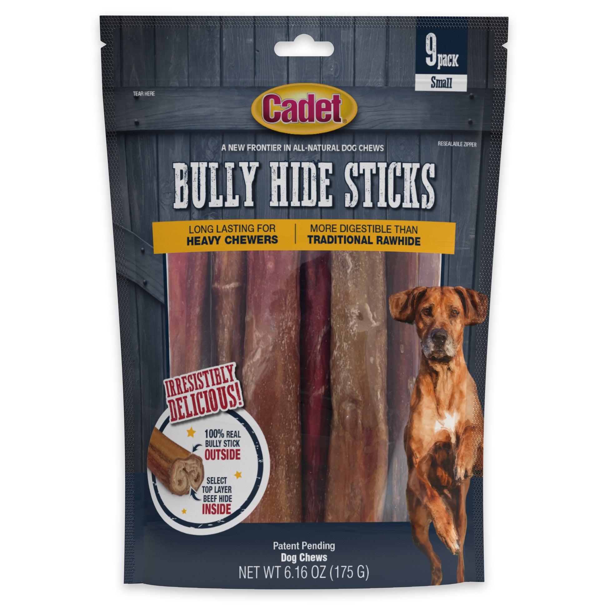 Cadet Bully Hide Sticks All-Natural Dog Chews Bully Stick Small (9 ct) 768303705557