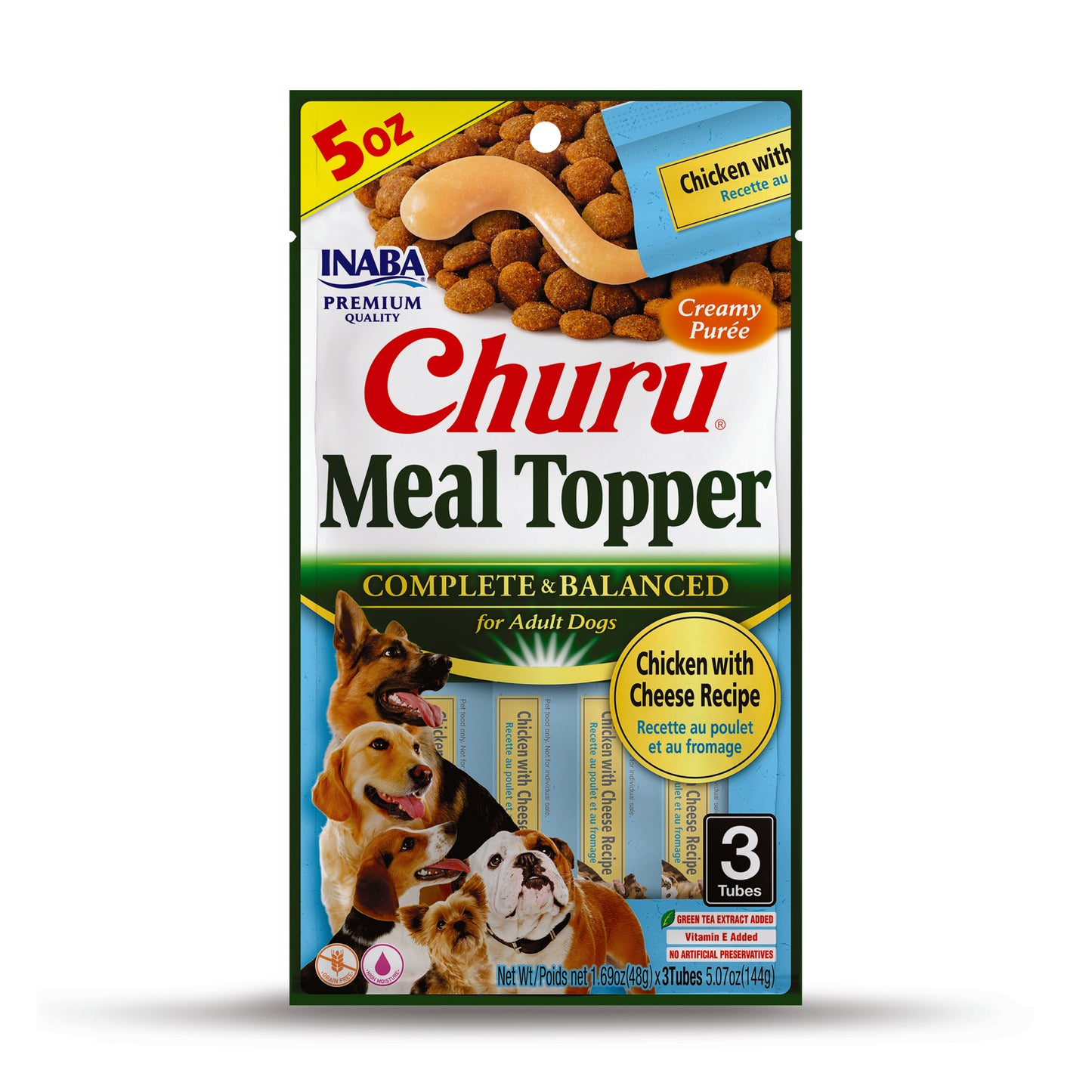 INABA Churu Meal Topper Dog Treat Chicken w/Cheese 6ea/5.07 oz, 3 pk 810100851231