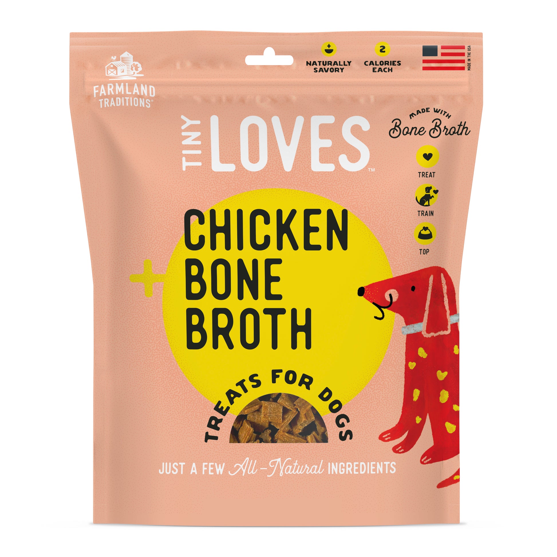 Farmland Traditions Tiny Loves Chicken w/Bone Broth Dog Treats 16 oz 884713001390