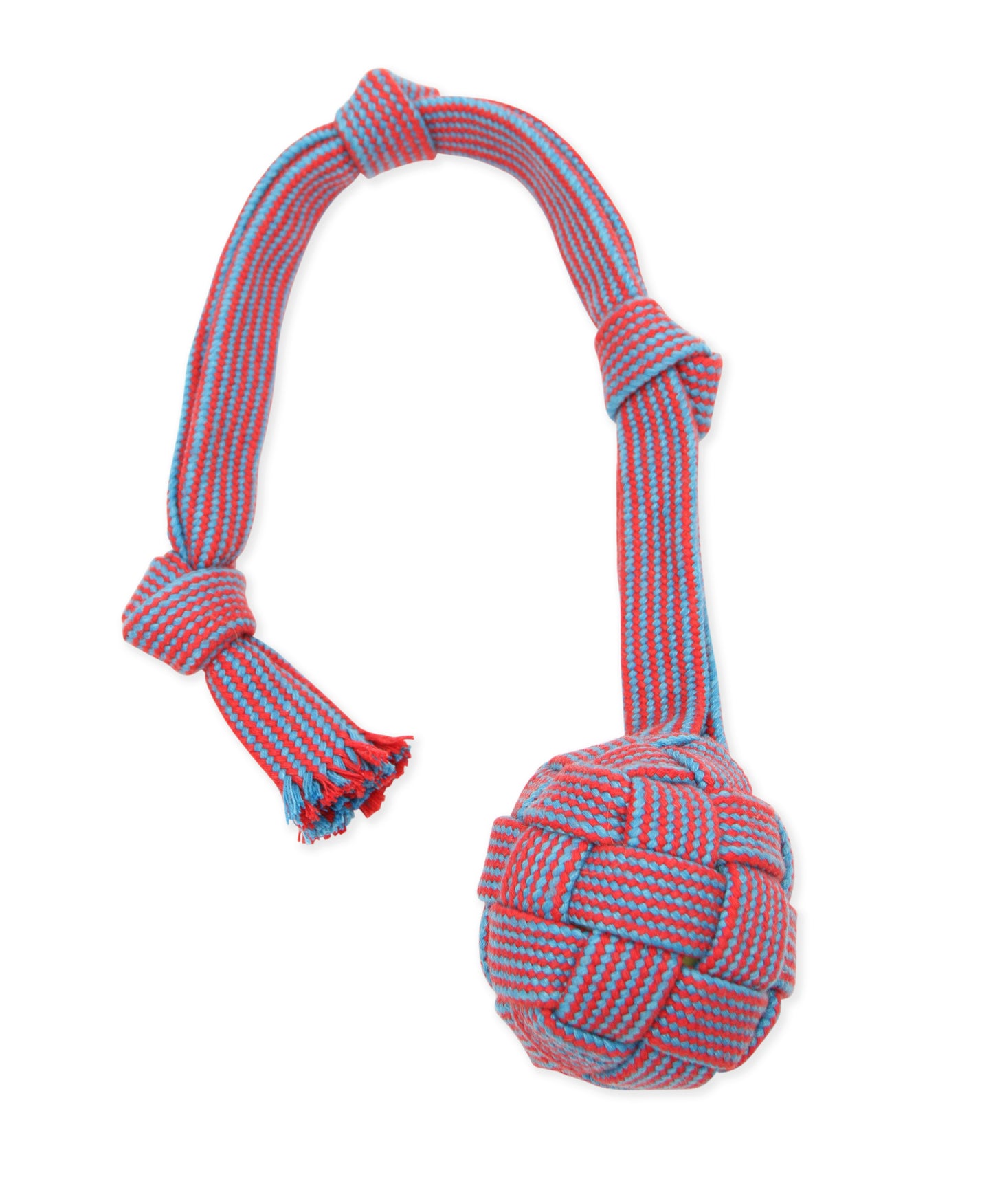 Mammoth Pet Products EXTRA Flossy Webbing Ball w/Fling Handle Dog Toy Red/Blue Medium, 20 in 746772254028