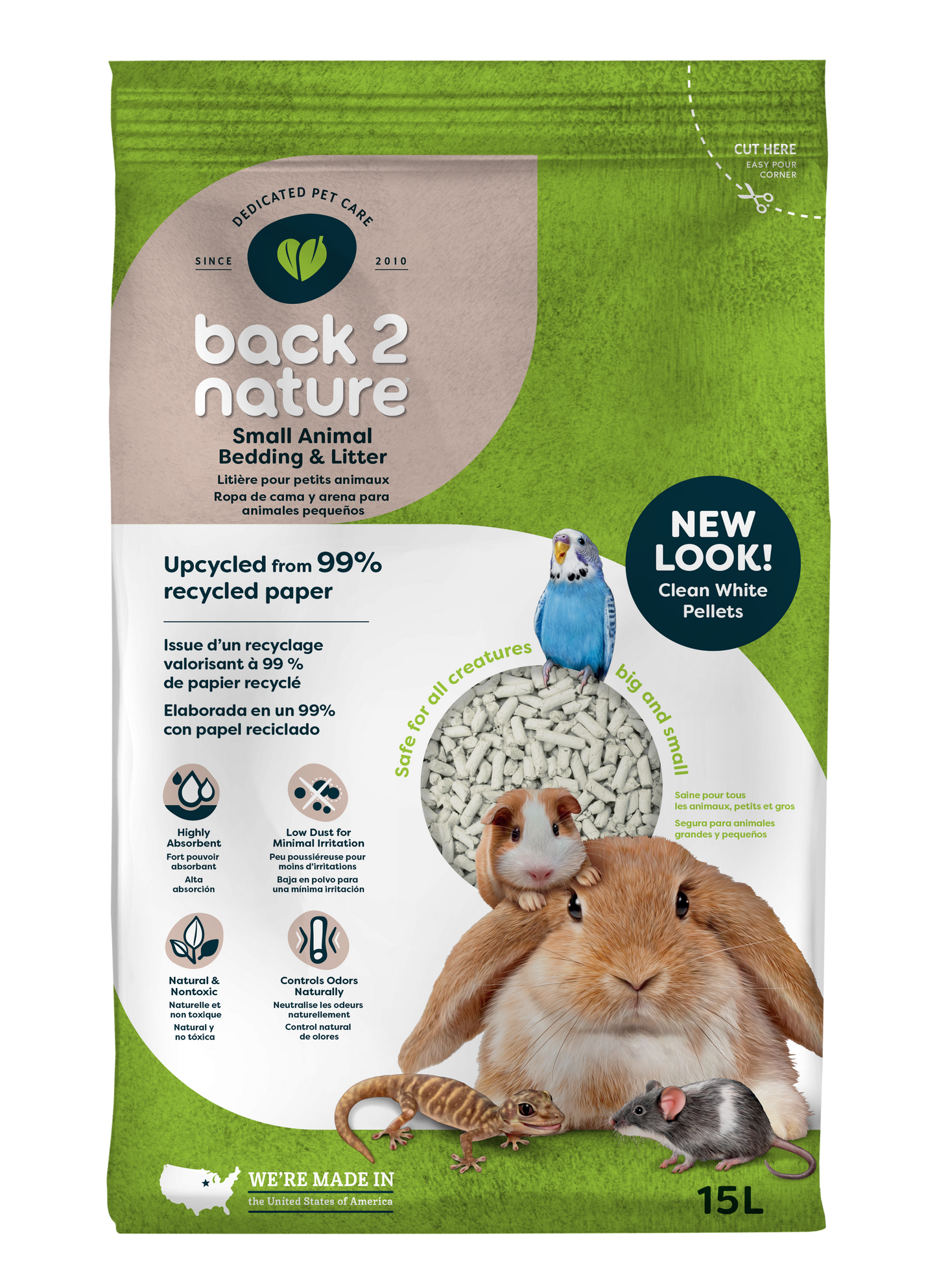 Back 2 Nature Small Animal Bedding & Litter 15 l 840673102218