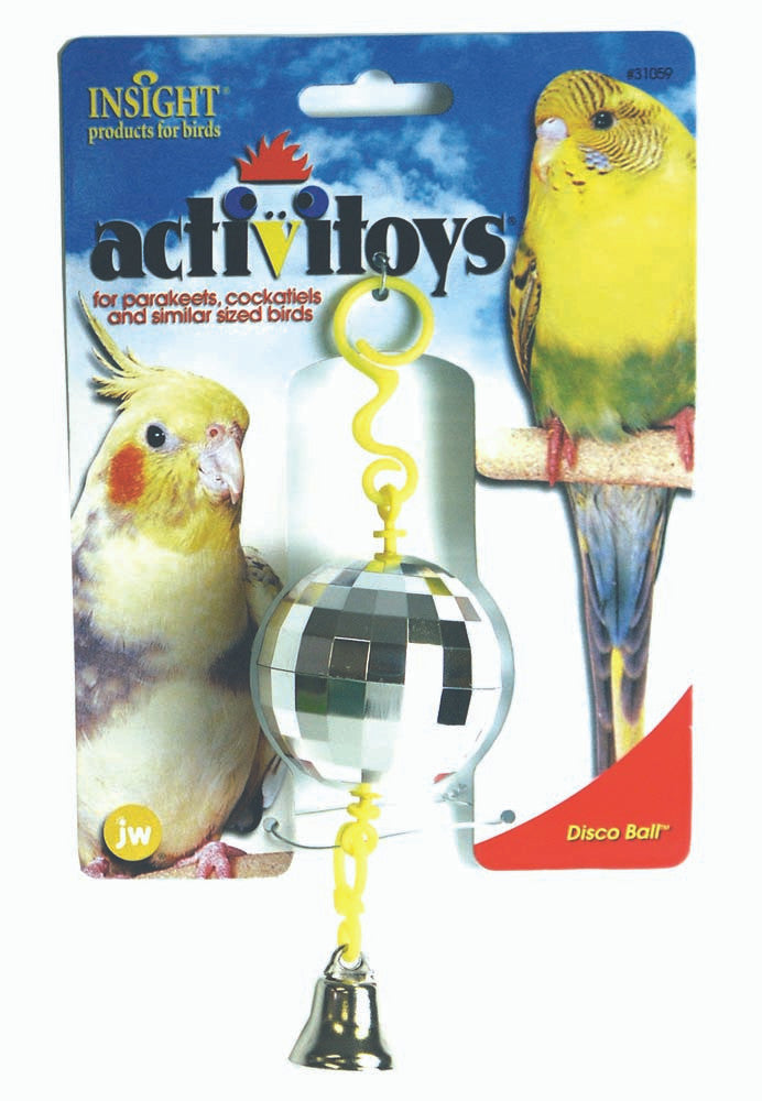 JW Pet ActiviToy Disco Ball Bird Toy Multi-Color SM/MD