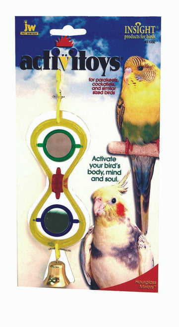 JW Pet ActiviToy Hour Glass Mirror Bird Toy Multi - Color SM/MD