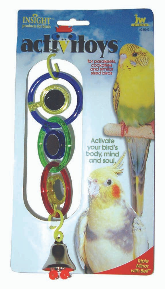 JW Pet ActiviToy Triple Mirror Bird Toy Multi-Color SM/MD
