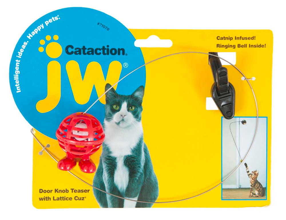 JW Pet Cataction Doorknob Teaser With Cuz Cat Toy Multi-Color One Size