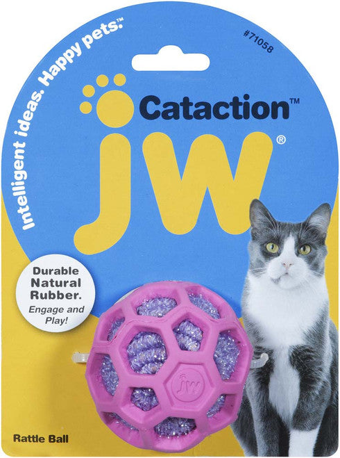 JW Pet Cataction Rattle Ball Cat Toy Pink Purple One Size
