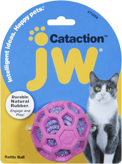 JW Pet Cataction Rattle Ball Cat Toy Pink, Purple One Size