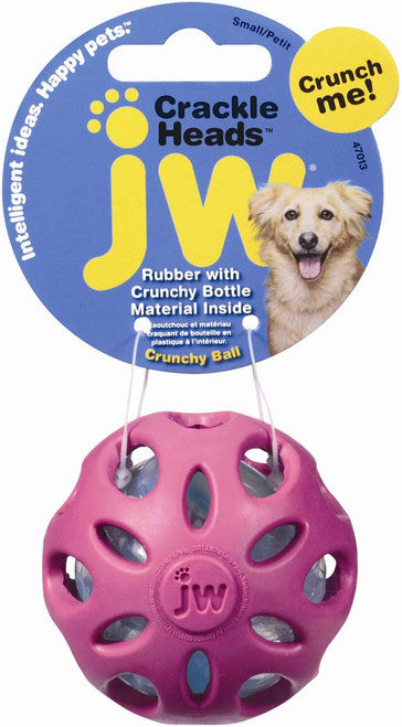 JW Pet Crackle Heads Ball Dog Toy Assorted SM