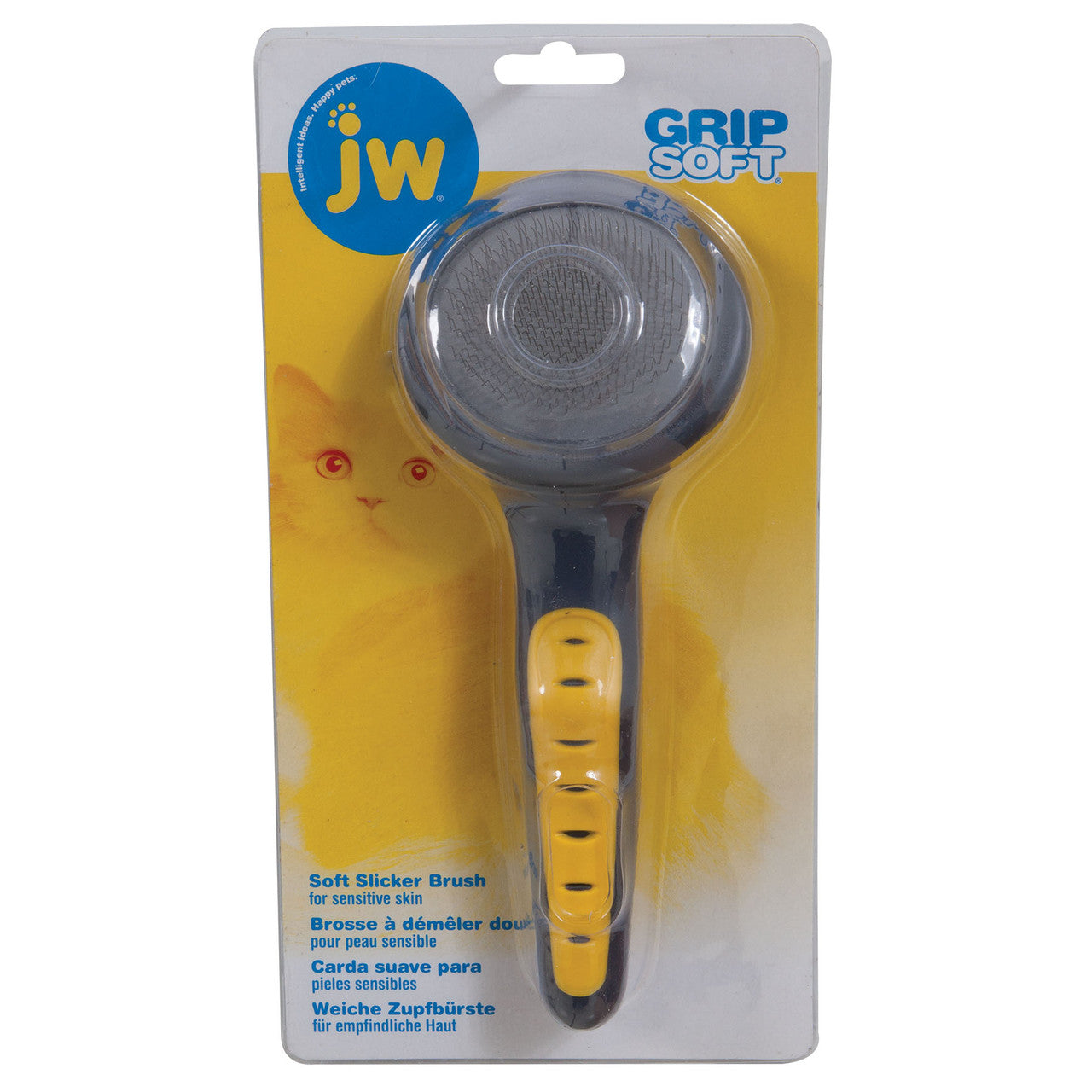 JW Pet GripSoft Cat Slicker Brush Gray/Yellow SM