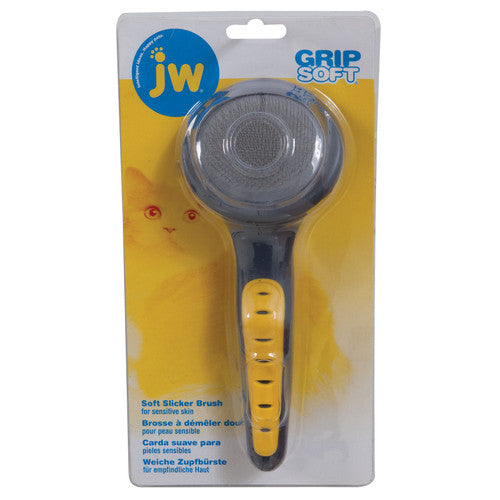 JW Pet GripSoft Cat Slicker Brush Gray/Yellow SM