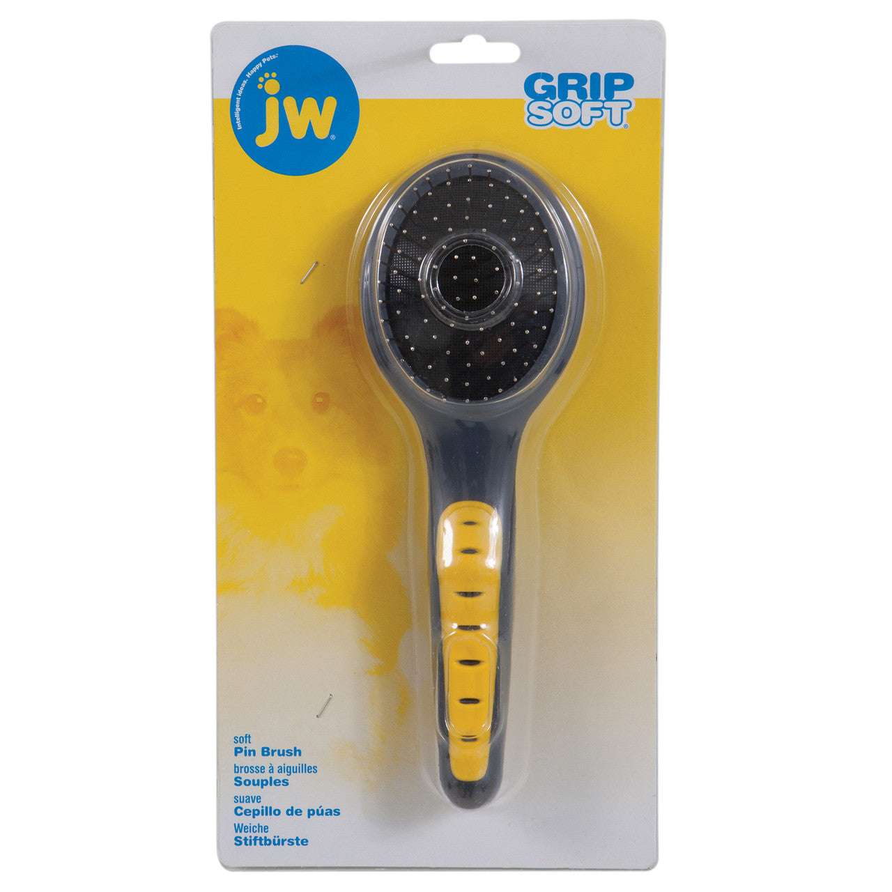 JW Pet Pin Brush Grey/Yellow SM