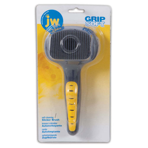 JW Pet Self - Cleaning Slicker Grey/Yellow SM - Dog