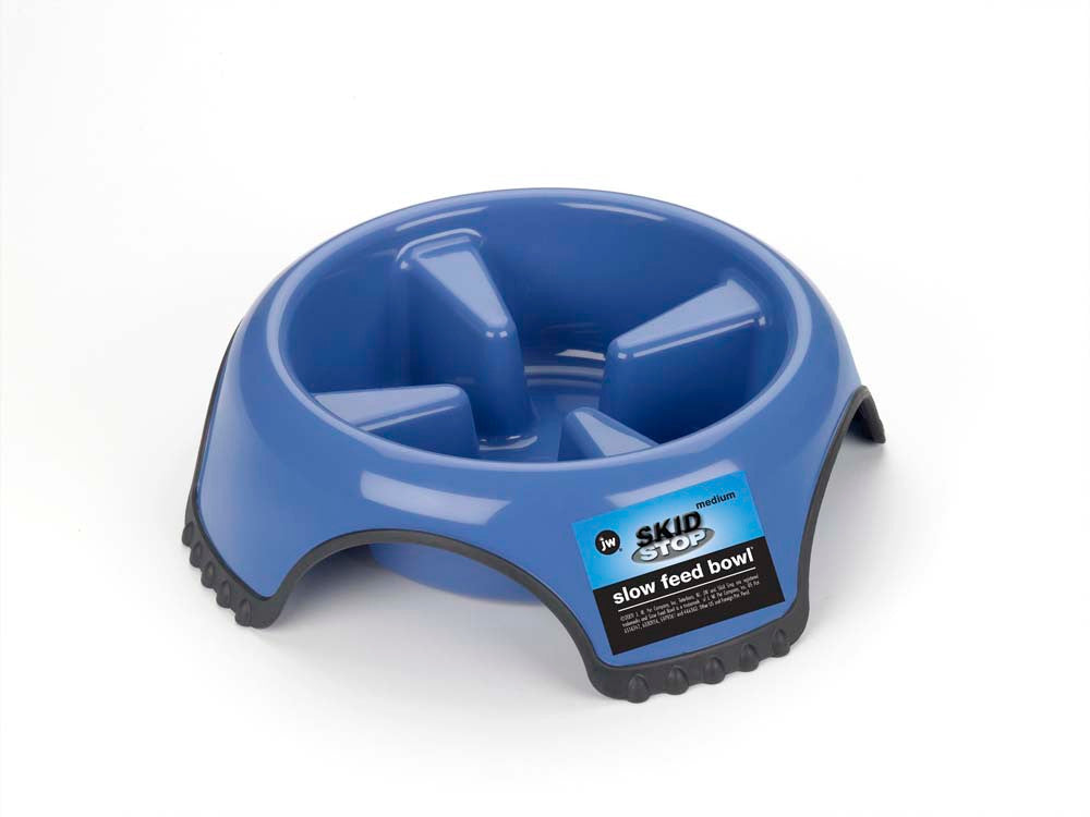 JW Pet Skid Stop Slow Feed Dog Bowl Assorted MD