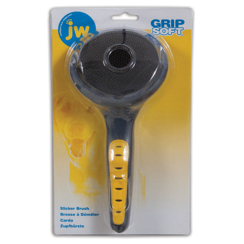 JW Pet Slicker Brush Grey/Yellow LG - Dog