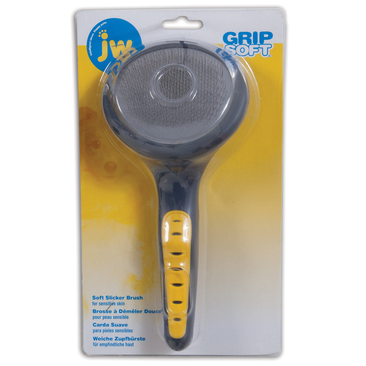 JW Pet Slicker Brush with Soft Pins Grey/Yellow LG