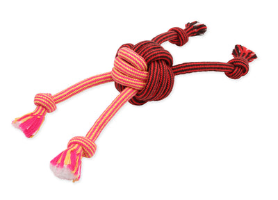 Mammoth Pet Products EXTRA Flossy Chew Monkey Fist Dog Toy Red/Black/Pink/Orange Medium, 14 in 746772251867