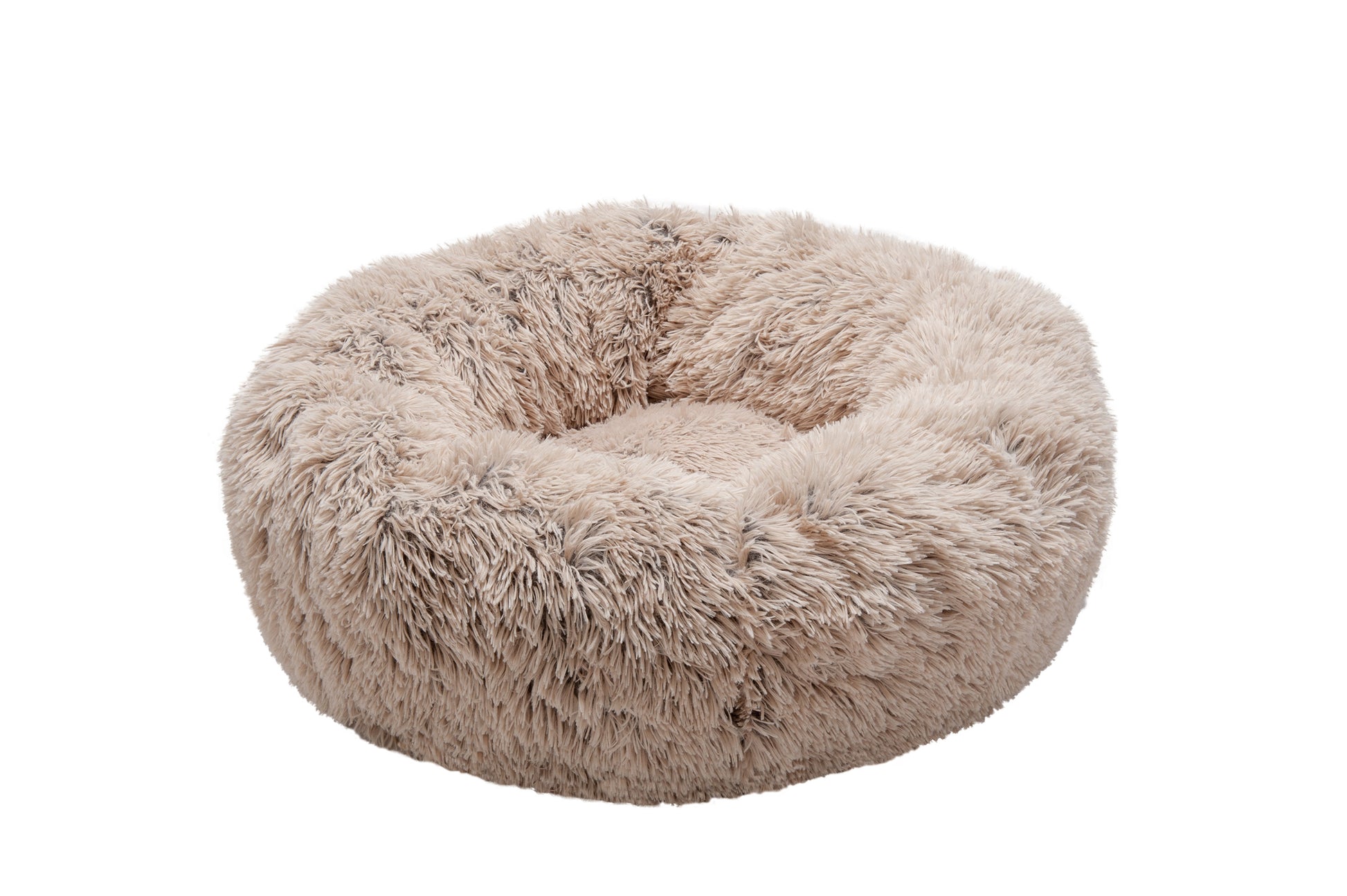 Fur Haven Pet Products Calming Cuddler Long Fur Donut Pet Bed Taupe Small 842229121124