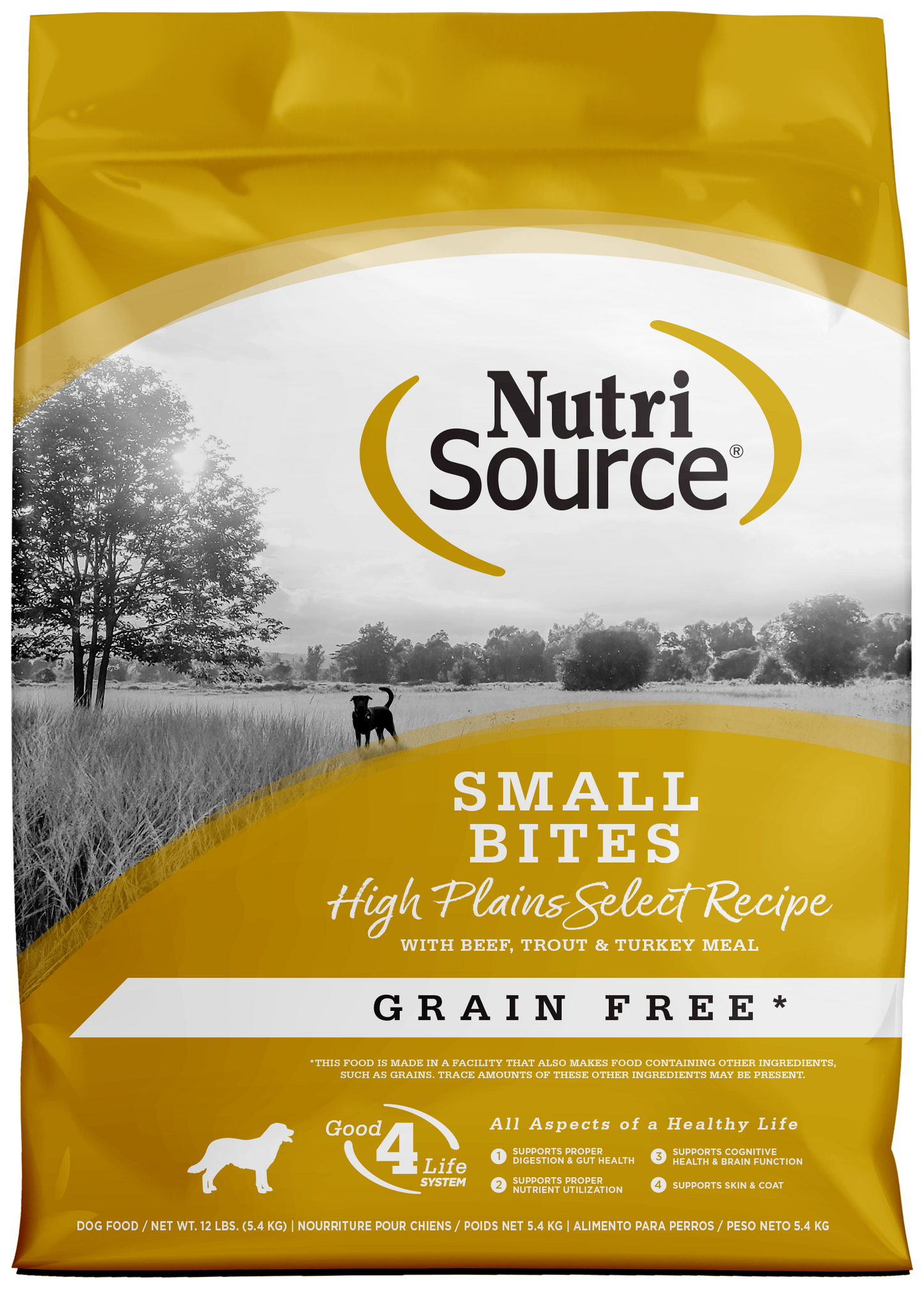 NutriSource Select Recipe Small Bites Grain Free Dry Dog Food High Plains Select 12 lb 073893299837