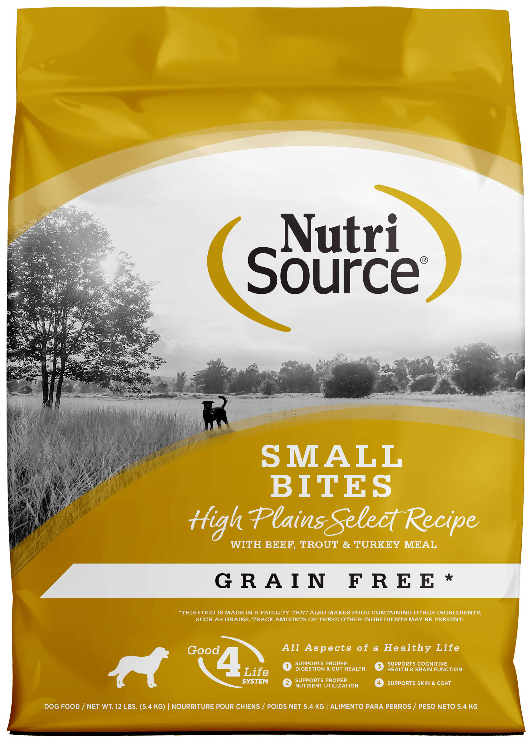 NutriSource Select Recipe Small Bites Grain Free Dry Dog Food High Plains Select 12 lb 073893299837