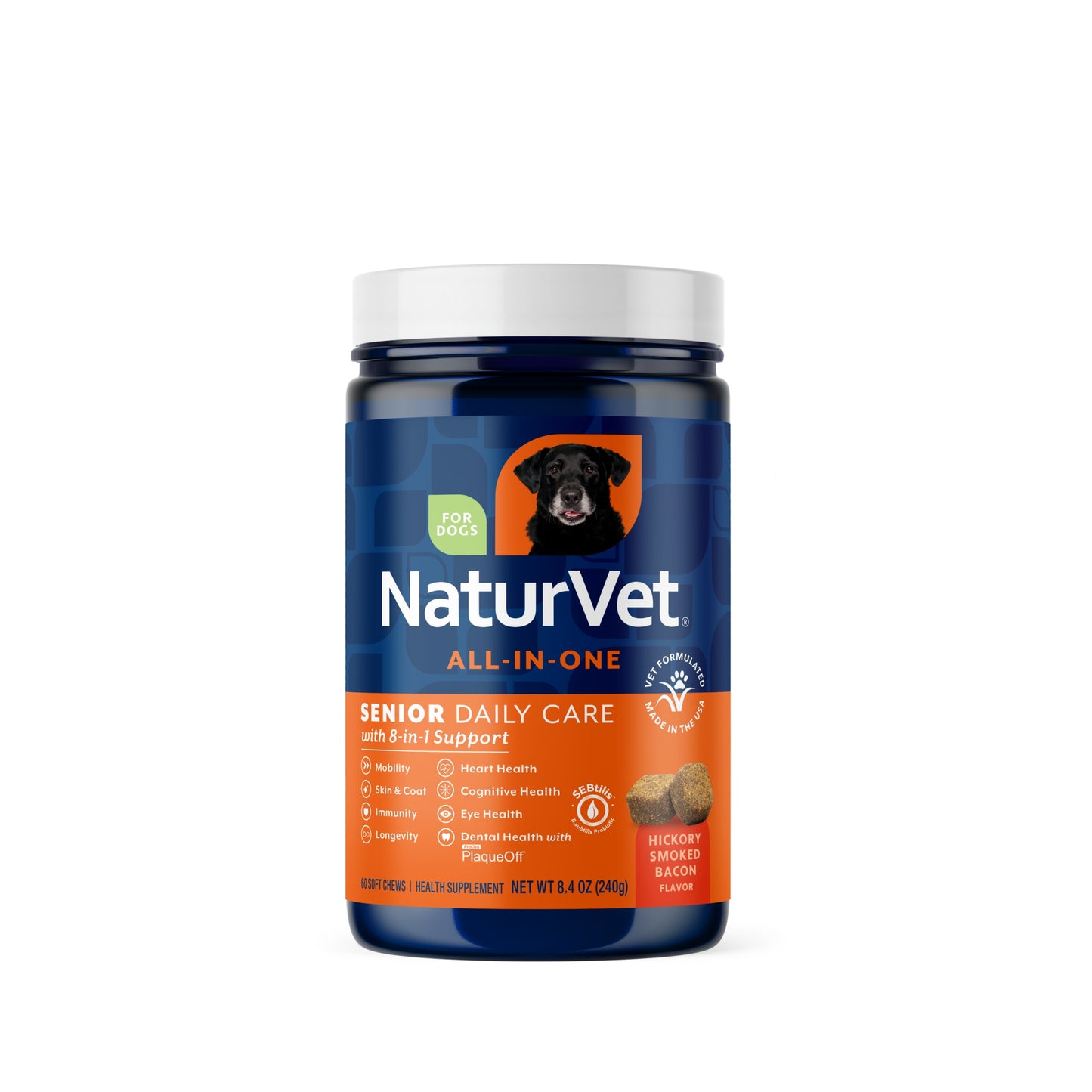 NaturVet Senior Daily Care Multi-Benefit Soft Chew 8-in-1 Support 60 ct 797801607247