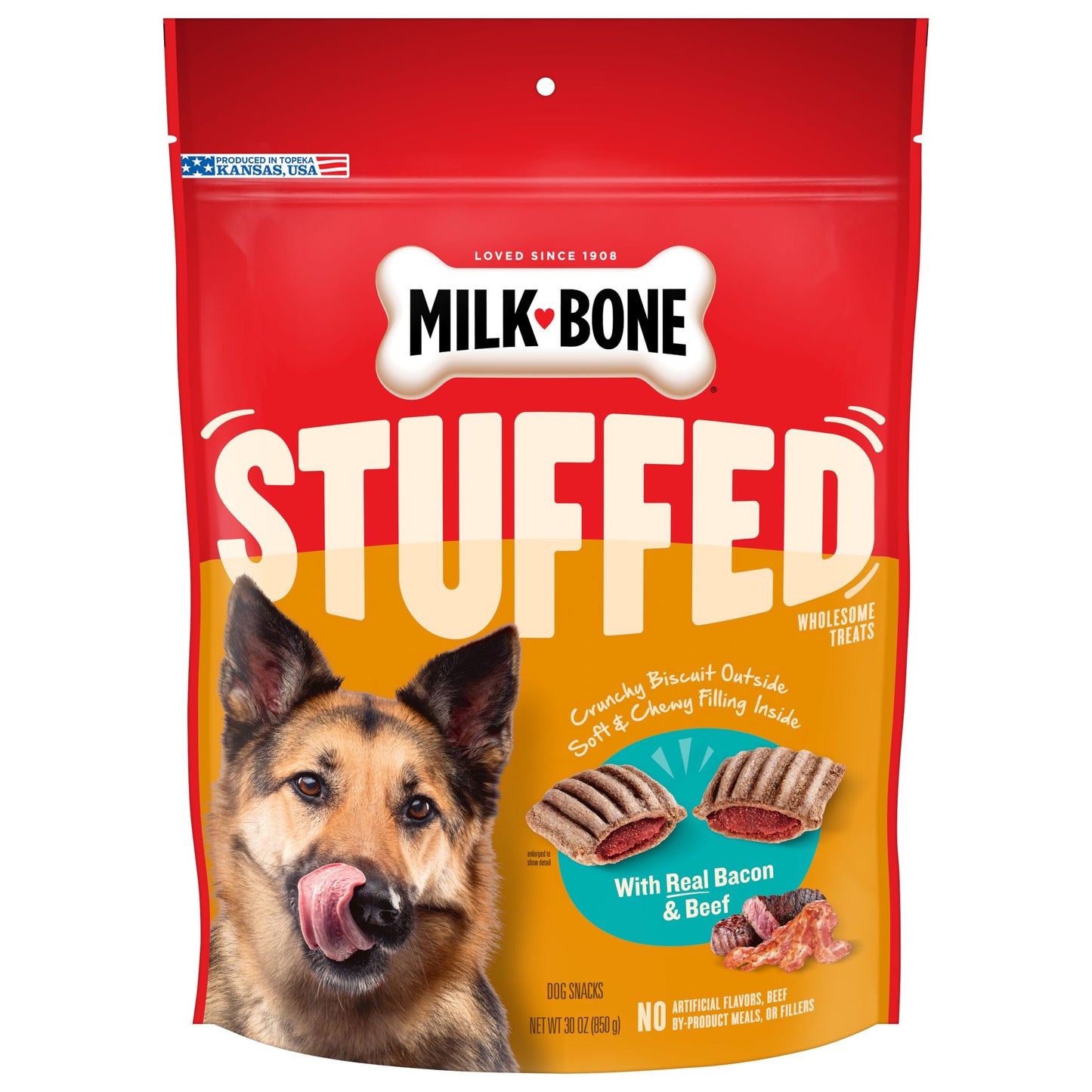 Milk-Bone Stuffed Dog Treats Bacon & Beef 30 oz 079100775217