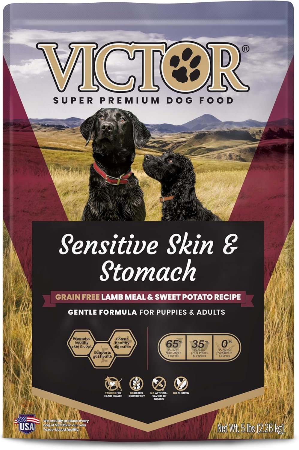 Victor Super Premium Dog Food Sensitive Skin & Stomach Grain Free Lamb & Sweet Potato 5 lb 899944446339