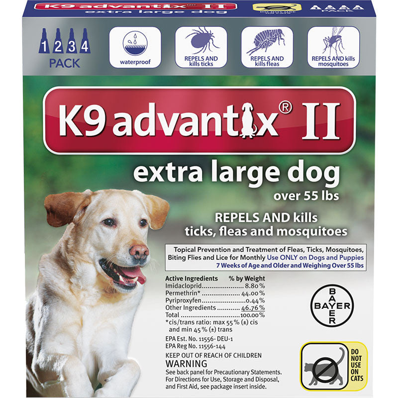 K9 Advantix Ii Dog Extra Large 55+lb Blue 4 Pack 724089204103