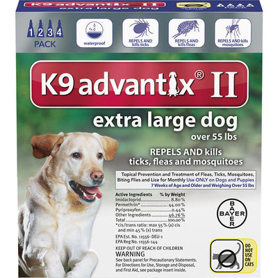 K9 Advantix Ii Dog Extra Large 55+lb Blue 4 Pack 724089204103