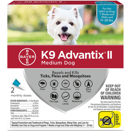 K9 Advantix Ii Dog Medium 11 - 20lb Teal 2 Pack