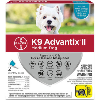 K9 Advantix Ii Dog Medium 11 - 20lb Teal 2 Pack