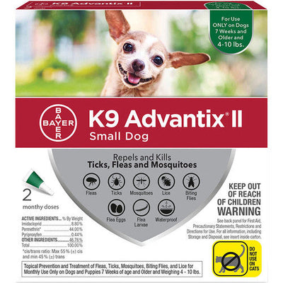 K9 Advantix Ii Dog Small 4 - 10lb Green 2 Pack