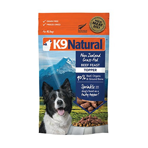 K9 Natural Dog Freeze Dried Beef Feast Topper 5oz {L + x}