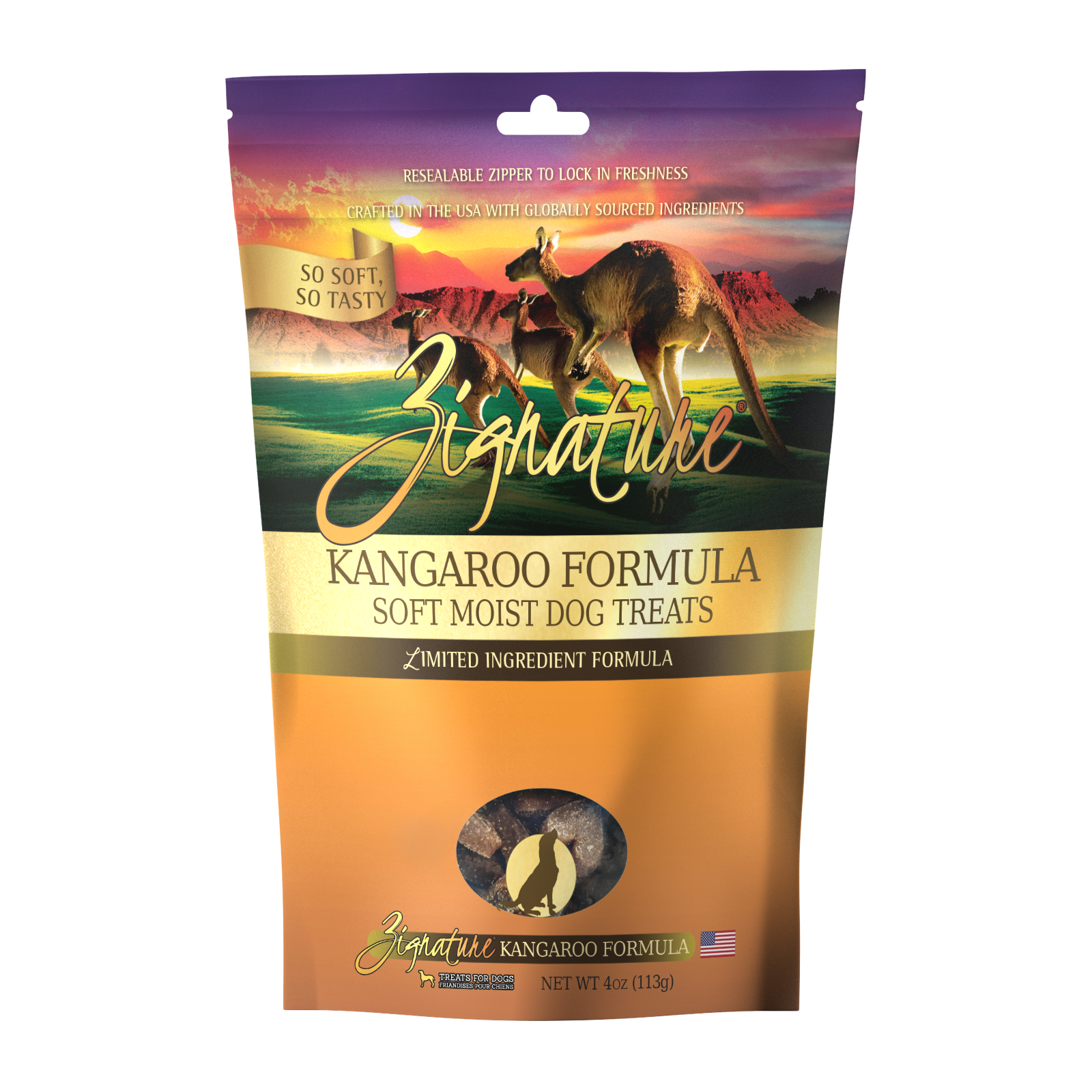 Zignature Kangaroo Soft Moist Treats For Dog 4 oz