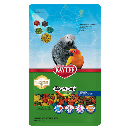 Kaytee Exact Rainbow Parrot & Conure 4 lb Premium Extruded Food - Bird