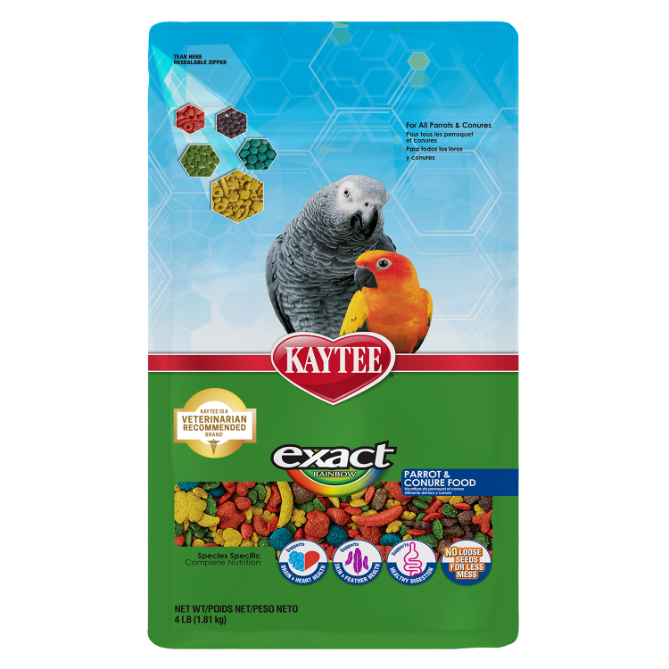 Kaytee Exact Rainbow Parrot & Conure 4 lb, Premium Extruded Food